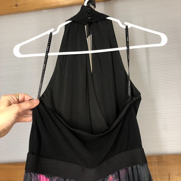 IRIS SETLAKWE Silk Blend Halter Black Pink Abstract Floral Maxi Dress Sz 4 - Picture 5 of 12